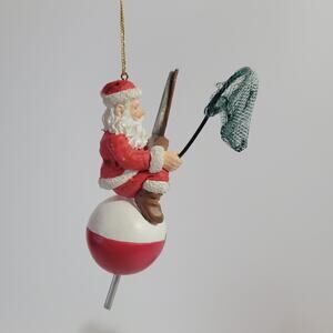 Fishing Santa Claus on Fishing Bobber Christmas Ornament